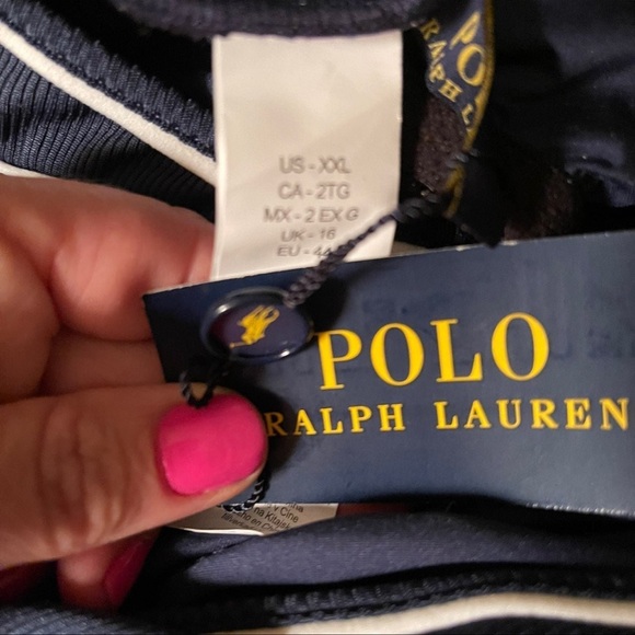POLO RALPH LAUREN Navy Blue & White Nautical Ribbed One-Piece Swim Suit XXL NEW - Picture 9 of 12
